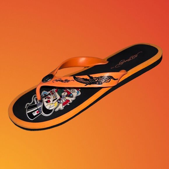 Ed Hardy | Shoes | Nwot Ed Hardy Y2k Skull Pattern Flip Flop  display picture 3